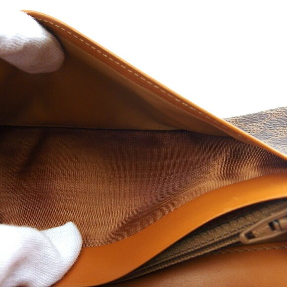 CELINE Long Wallet Macadam Beige PVC ?~ Leather Authentic Used - Picture 5 of 9